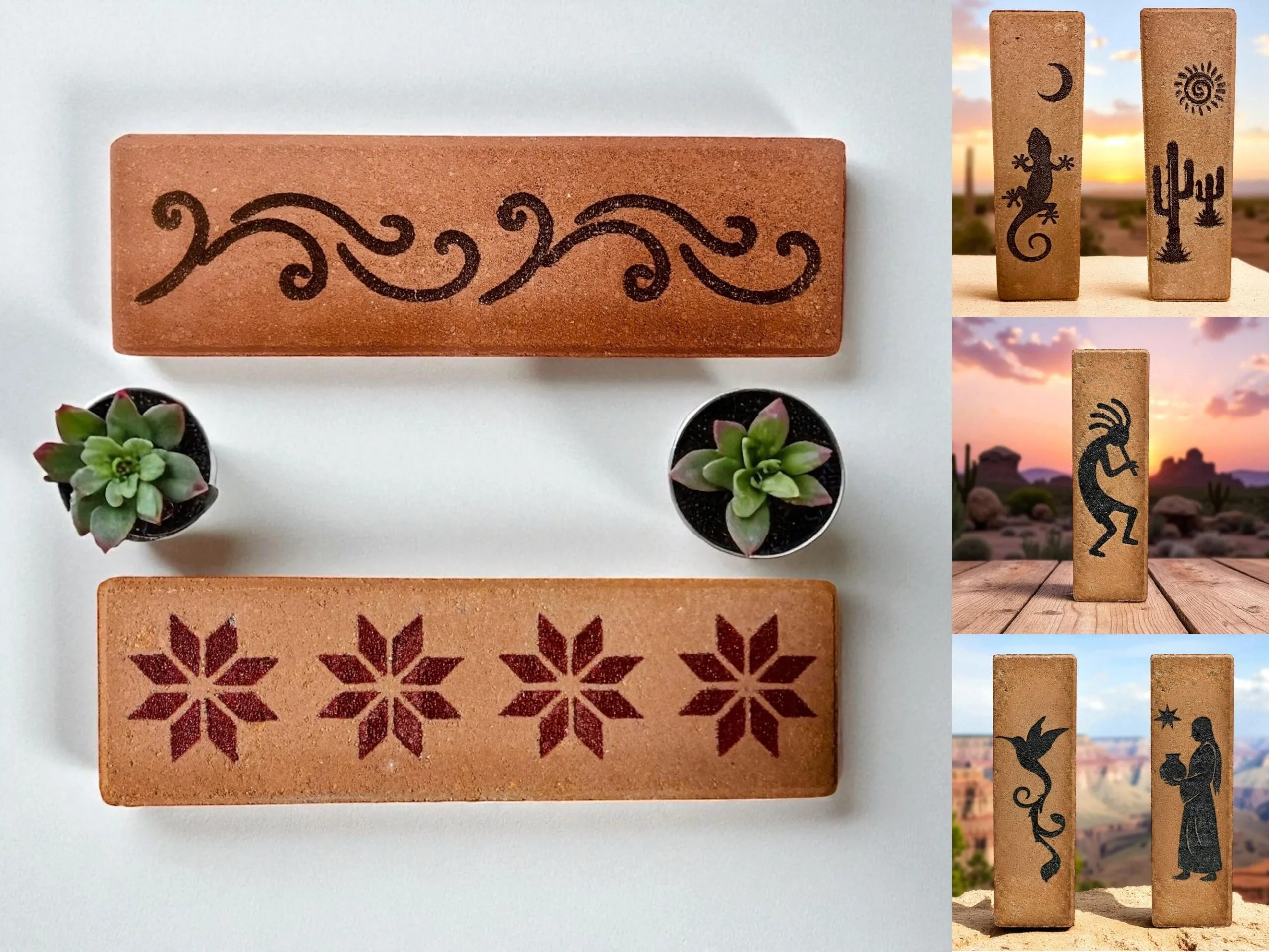 Custom engraved thin brick pieces