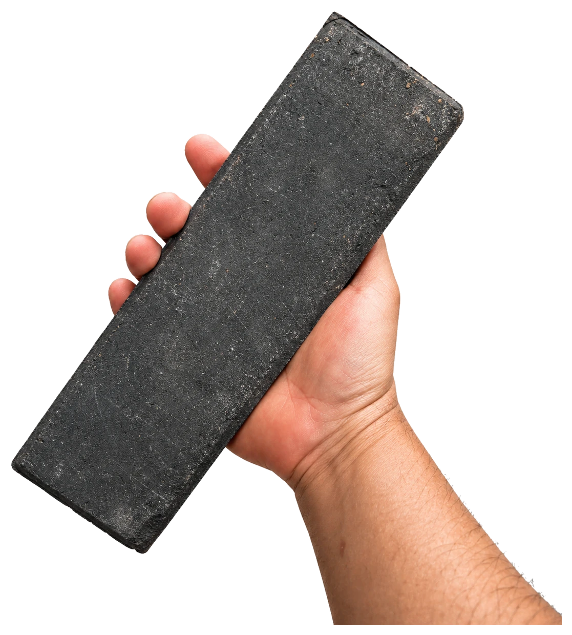 Custom color thin brick sample held in hand to show scale and texture